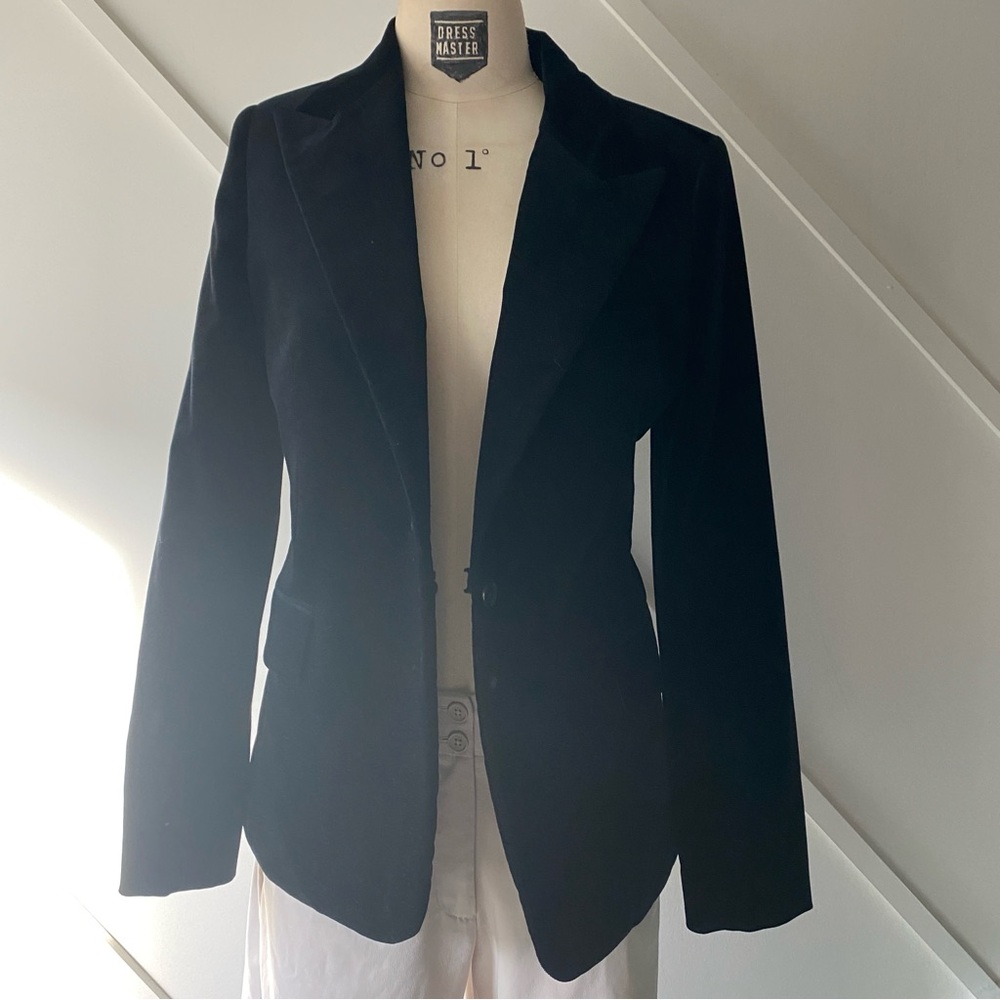 Nili Lotan Marshal Velvet Blazer Black Sz 4 | Luxury Single Breasted Jacket